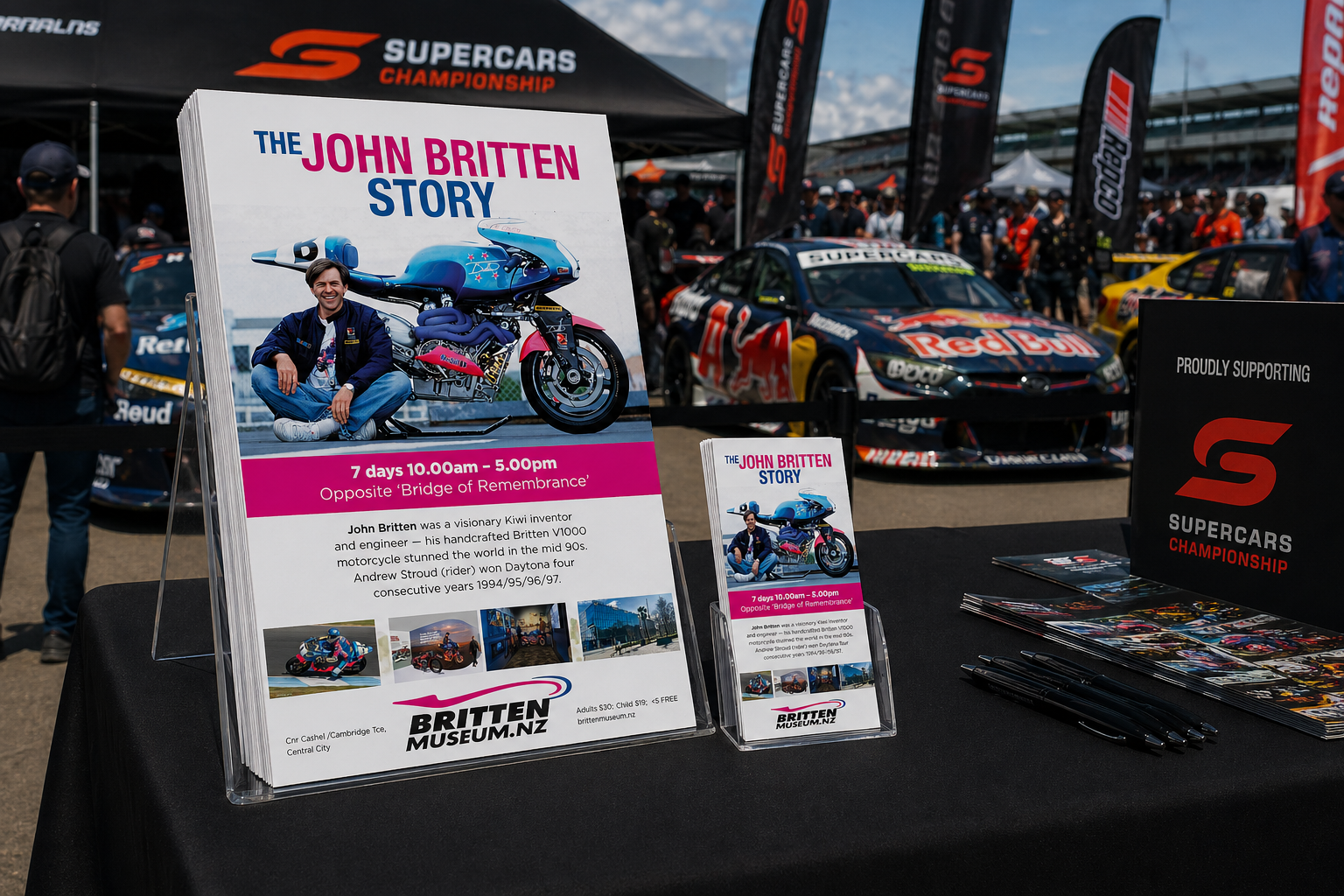 Britten Museum event stand at Supercars Championship