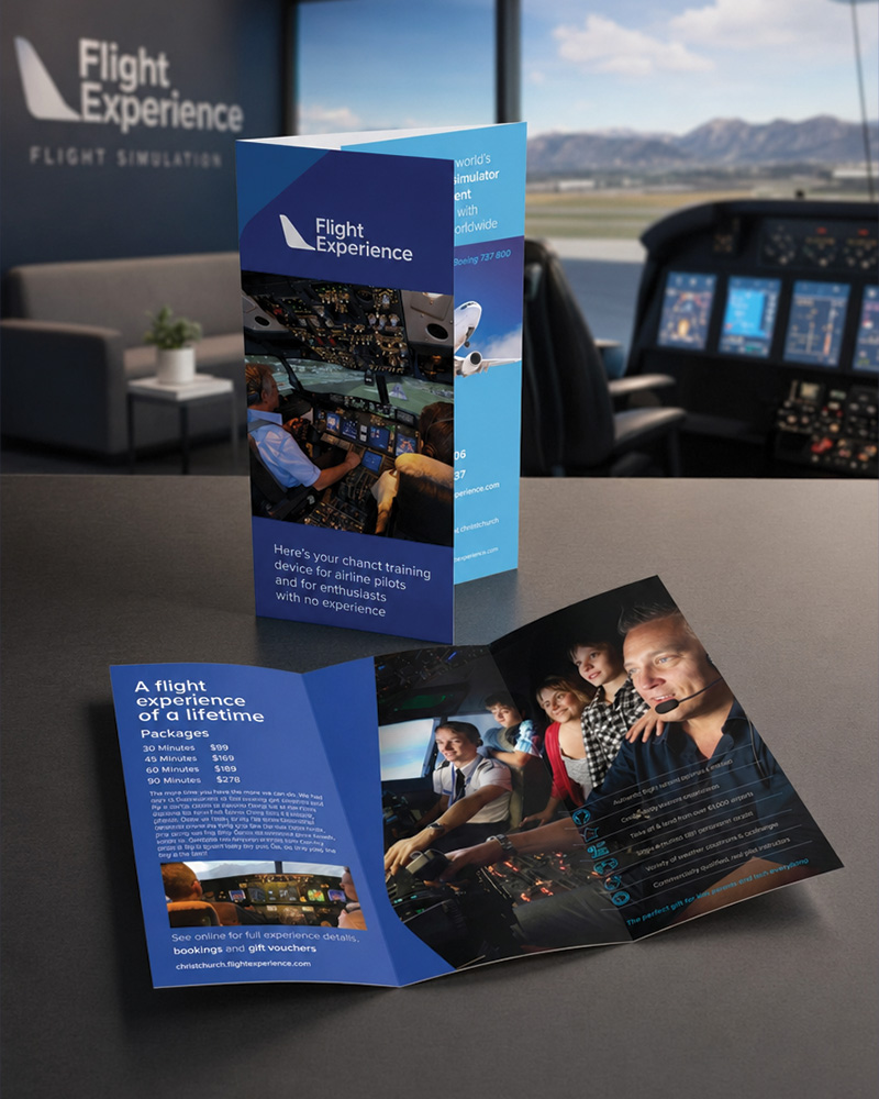 Flight Experience printed brochures