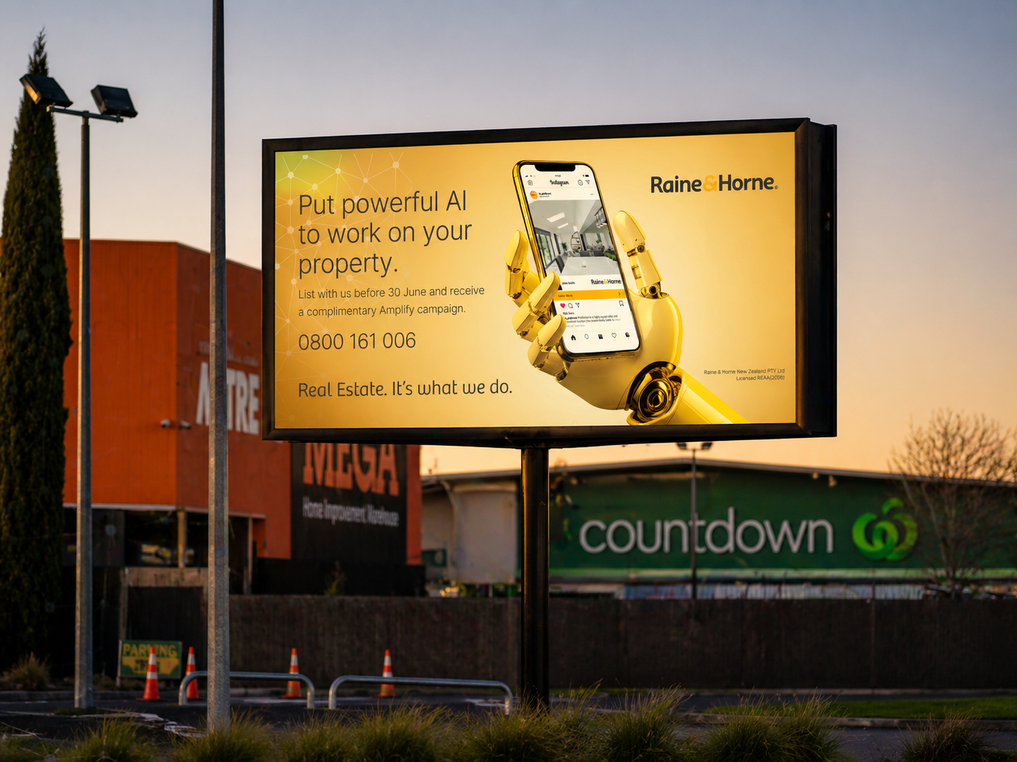 Raine & Horne Amplify campaign billboard