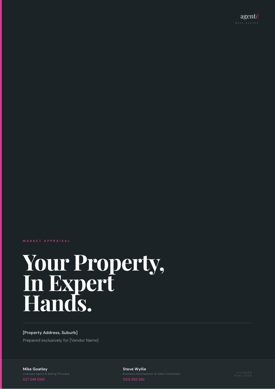 Agenté CMA booklet cover — Your Property, In Expert Hands
