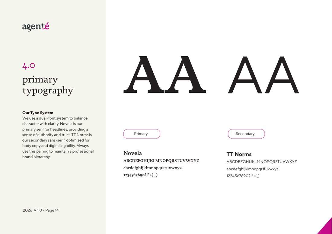 Agenté brand guidelines — typography specimen